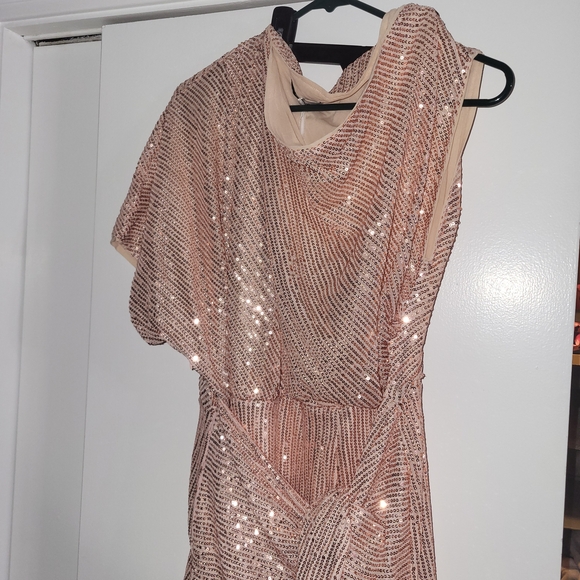Grace Karin One Shoulder Pink Sequin Dress - Picture 2 of 5